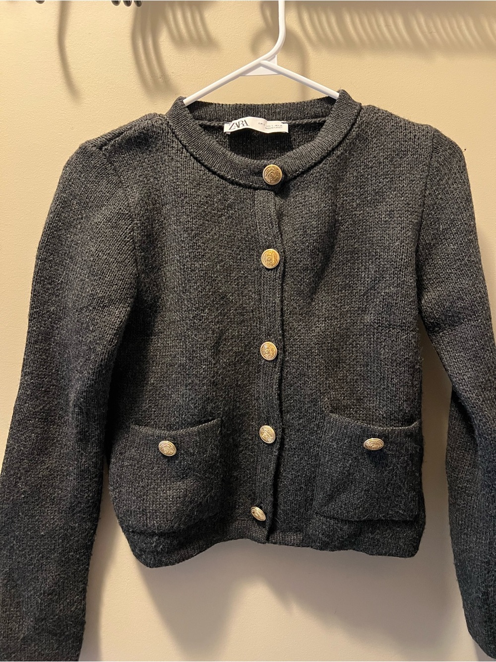 Zara Charcoal Knit Button-Front Cardigan Jacket